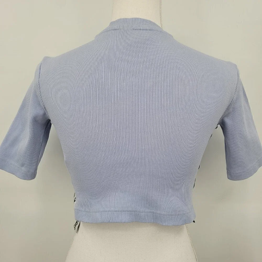 Adidas Originals Reveal Your Voice Ribbed Logo Tape Crop Top - Picture 7 of 10